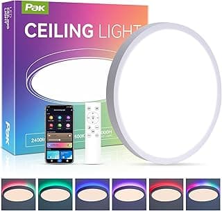 Luminária de teto inteligente de 12 polegadas, luminária LED RGB+IC para montagem embutida, regulável de 2400 lm, controle remoto e aplicativo, luz de teto colorida DIY 2700K-6500K para quarto, sala