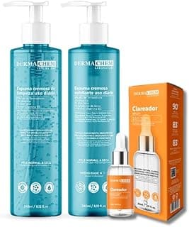 Kit Skincare Sabonete + Esfoliante Facial Espuma Cremosa com Aloe Vera e Pró Vitamina B5 240ml+ Sérum Clareador 30ml-Dermachemm
