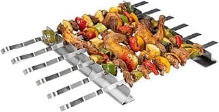 Conjunto de espetos para churrasqueira/shish Kabob de aço inoxidável Met Lux - 8 peças - 43 cm - 1 caixa - Restaurantware