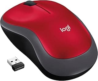 Mouse sem fio Logitech M185 2.4GHz com receptor USB, Design Ambidestro Compacto, Conexão USB e Pilha Inclusa - Vermelho