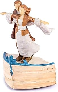 AIDLNS Caixa de música para casal, caixa musical esculpida pintada à mão, estatuetas de aniversário, presente de dia dos namorados para esposa, marido, namorado, namorada (serenata de barco do amor)