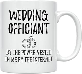 Casitika presente divertido de casamento oficial. Caneca de café de cerâmica de 325 g. Pela Power Vested In Me By The Internet. Ideias para presentes de mordaça.