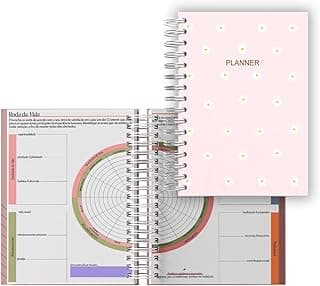 Planner Financeiro Mensal Datado 2026, Roda Da Vida A5 -Planejamento anual, Organização pessoal Metas e objetivos, Gestão financeira Monitoramento de saúde, Planejamento semanal Cápsula do tempo - Capa dura laminada (Rosa)