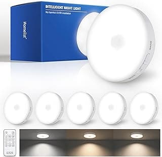 Homelist Luzes de sensor de movimento ultra brilhantes atualizadas para uso interno, recarregável, pacote com 6 unidades com controle remoto, luz noturna com sensor operado por bateria de 1500 mAh