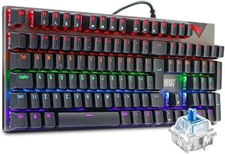 Teclado Gamer Mecânico Rgb Led Abnt2 Switch Blue Antighosting Usb 24 Efeitos Teclas Removíveis Para Pc Ps4 Ps5 Xbox One Series X e S, Knup, Preto