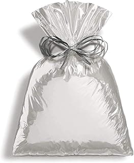 Saco Para Presente Cromus Embalagens com Acabamento Metalizado na Cor Prata 25x37 cm com 50 Unidades