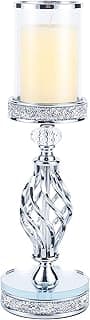 Hanjue Castiçais de cristal para vela de pilar, suporte de vela de cristal de metal para decoração de casa, centros de mesa, mesa de jantar de café CH0509 (prata (G))