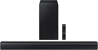 Samsung HW-C450 2.1ch Soundbar com DTS Virtual X, subwoofer incluído, Bass Boost, Adaptive Sound Lite, modo de jogo, Bluetooth, som surround sem fio compatível (modelo mais recente), preto