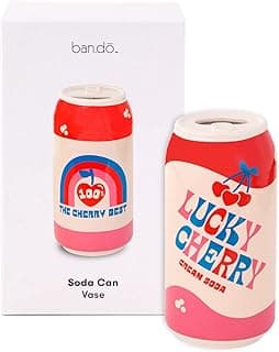 ban.do Vaso decorativo pequeno, vaso de cerâmica colorido, decoração de prateleira para casa ou escritório, lata de refrigerante de inspiração vintage, refrigerante de creme de cereja da sorte
