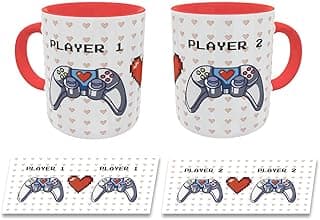 Caneca Casal Controle Player 1 e 2 Presente Namorados Geek