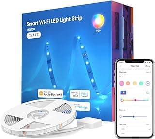 Fita de LED inteligente de 5 metros, fita de LED WiFi funciona com Apple HomeKit, Alexa, Google Home e SmartThings, faixa de luzes que mudam de cor para quarto, sala de estar, cozinha