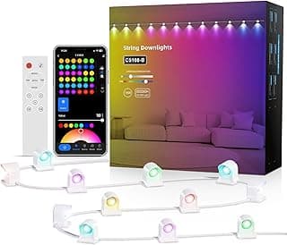 Luzes Downlights RGB inteligentes, 9 metros com 30 luzes LED inteligentes de LED, funciona com Alexa/Google, 111 modos de cena, luminária de parede interna que muda de cor para festa, quarto infantil