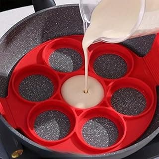 Anel de panqueca de ovo de 7 cavidades - molde antiaderente para panquecas, panela de ovo de silicone para assar na cozinha - adequado para café da manhã e brunch - presente para gastronomia e