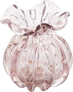 WOLFF - Vaso de Vidro Italy Rosa Claro e Dourado 11,5cm x 13cm-Enxoval - Casamento - Decoração - Enfeites - Mesa Posta - Vasos Decorativos