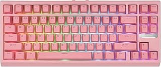 EPOMAKER Teclado mecânico para jogos G84 80% RGB, teclado sem fio 2,4 GHz/Tipo-C/BT, programável QMK/VIA, troca a quente, NKRO, com teclas Shine Through PBT para jogadores (rosa, interruptor de jade