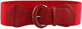 Cinto feminino de couro sintético Vochic elástico para mulheres com cintura elástica, Vermelho, L(32"-40")