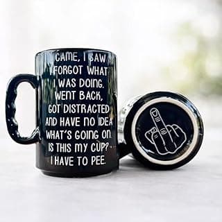DongNaiWin I Came I Saw I Forgot What I Was Doing Caneca de café engraçada de 500 ml com fundo oculto do dedo médio, caneca de humor sarcástico, citação engraçada novidade presente para amigos colegas