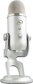 Microfone Condensador USB Logitech for Creators Blue Yeti com 4 Padrões de Captação, Efeitos BLUE VO!CE e Conexão Plug and Play para Podcast, Gravação e Streaming em PC e Mac - Prata