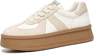 Tênis feminino moderno de plataforma, tênis retrô clássico, sapatos de skate casuais de couro, tênis confortável para corrida e caminhada