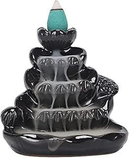 Suporte de incenso de refluxo feito à mão, enfeite de queimador de incenso, assento de incenso de cerâmica em cachoeira, decoração Zen