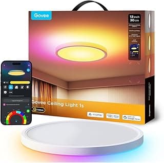 Luminária de Teto Smart RGBIC e RGBWW 12 polegadas, Redonda, com Wi-Fi e Bluetooth. Luz LED Inteligente Sincroniza com Música, Controle por Aplicativo e Voz para Decoração de Ambiente