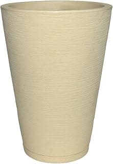 Vaso Planta Decorativo Jardim Polietileno Coluna Redonda 34x50 Cor:Bege