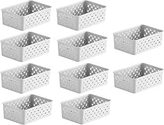 Kit 10 Cestas Organizadora Caixa Cozinha Closet Gaveta Rattan P 19cm x 13cm x 6,5cm