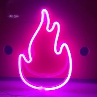 JYWJ Placa neon de chama, luz neon alimentada por USB ou 3-AA, decoração de mesa de LED, decoração de parede de quarto, presente de aniversário, presente de negócios de casamento (rosa)