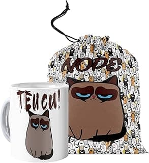 Caneca Gatinho Engraçado Teu C*! Com Saquinho Para Caneca