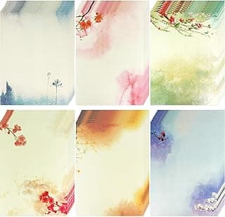 SOOKOO 48 peças de papel de papelaria de escrita colorida sortida, conjuntos de letras de papel de escrita (6 cores, 8 peças por cor), Style 03