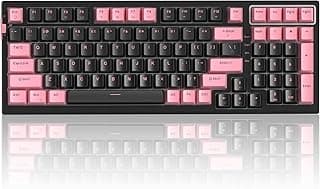 MageGee Teclado mecânico para jogos SKY98 com junta sem fio, teclado cremoso personalizado RGB 96% Hot Swappable com acolchoamento de som de 5 camadas, BT/2.4G/USB-C, NKRO para Win/Mac (rosa e preto