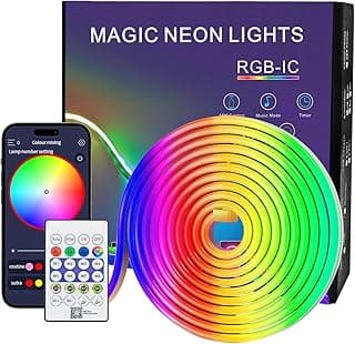 Luzes de corda neon, fitas de LED RGB + IC de 1,5 m, controle remoto, sincronização de música, IP67 à prova d'água, alimentação USB, fitas de néon flexíveis para quarto, jogos, festa.