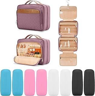 Bolsa de higiene para viagem pendurada para mulheres e homens, com 6 tampas de silicone à prova de vazamento, acessórios de maquiagem à prova d'água, itens essenciais cosméticos, kit de higiene