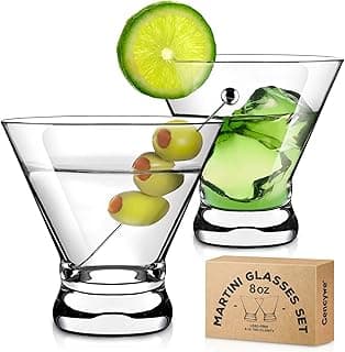 Gencywe Pacote com 2 copos de martini, copos de coquetel de cristal de 236 ml, copos de bebida de martini, copos de coquetel soprados à mão para bar, martini, cosmopolitan, Manhattan, Gimlet, Pisco Sour, Brandy