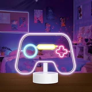 Placa LED neon para jogadores - decoração de videogame - luminária de mesa para sala de jogos para meninos - decoração de quarto de jogos - acessórios de sala de jogos - decorações de mesa de
