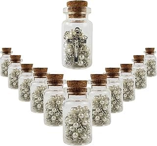 Kit 12 Lembrancinhas Garrafinhas de Vidro com Terço de Nossa Senhora Aparecida