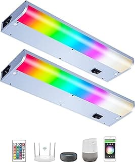 Luminária LED embaixo do armário com fio, iluminação inteligente embaixo do armário Alexa habilitada para Google. Conecte e conecte o fio. Luz sob balcão de 120 V regulável e vinculável para cozinha