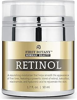 First Botany Creme Facial Hidratante Com Retinol Coreano, E Pescoço Antienvelhecimento Bakuchiol, Ácido Hialurônico Niacinamida, Fabricado Na Coreia, Livre De Crueldade, 50 Ml