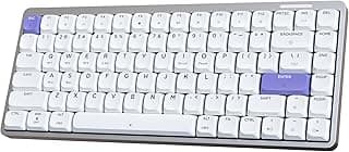 EPOMAKER Teclado Mecânico De Alumínio Perfil Baixo Luma84, Programável Qmk/Via, Sem Fio Três Modos, Compatível Com Win/Mac/Linux, Retroiluminação Rgb (Branco E Roxo, Interruptor Gateron Marrom Baixo