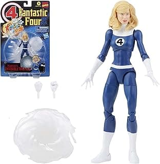 Boneca Marvel Legends Series Retrô Fantastic Four, Figura de 15 cm - Mulher Invisível - F0350 - Hasbro, azul e branco