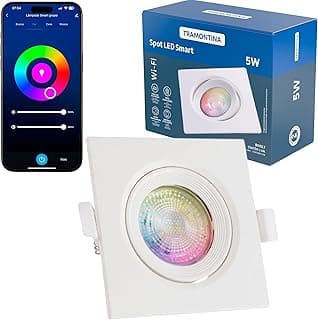 Tramontina Spot Smart​ LED Quadrado de Embutir 5W Inteligente (Compatível com Alexa) Wi-Fi + Bluetooth​ 16 Milhões de Cores