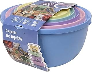 Conjunto de Tigelas Coloridas com Tampa, 10 Peças, BPA Free, Multicolorido, Reforçado