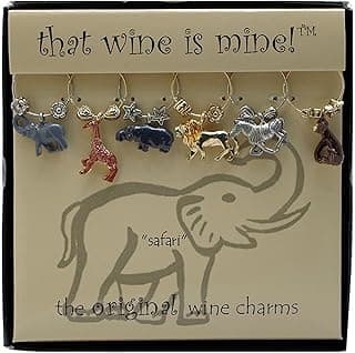 Wine Things Safári, pingentes de vinho pintados, 1 pacote, multicolorido