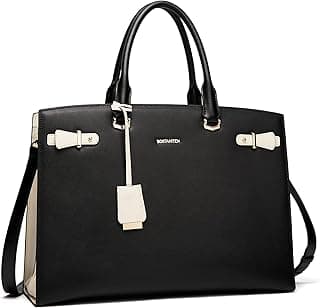 Maleta feminina de couro genuíno de 15,6 polegadas, bolsa de trabalho, bolsa de trabalho, Preto novo, Large