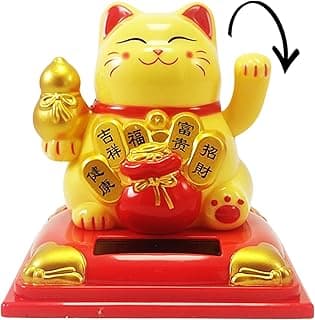 Maneki Neko, Gatinho da Sorte Japones DT2383-Creme Gato da Sorte, O Gato da Sorte Japonês é Um Símbolo de Boas-vindas, Boa Sorte e Riqueza na Cultura Japonesa, Atrai Riqueza e Fortuna.