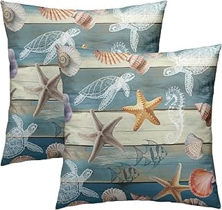 Giwawa Capas de almofada de estrela do mar costeira 45,7 x 45,7 cm conjunto de 2 fronhas dupla face para sofá almofada sofá decoração de casa