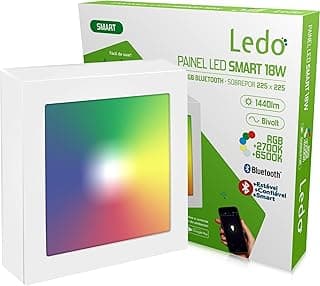 Painel Inteligente Led Smart 18W RGBWA Bluetooth Quadrado Sobrepor Ledo