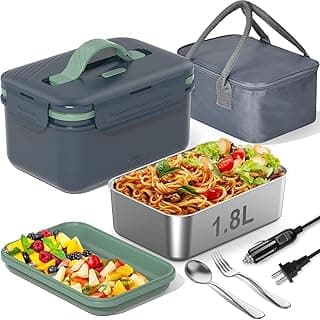Marmita Elétrica Aquecida Para Carro, Caminhão E Casa, 1,8L 100W, Aquecedor De Alimentos Portátil Com 12V/24V/110V/220V, Ideal Para Trabalho, Viagens, Obras, Camping, Presentes De Natal
