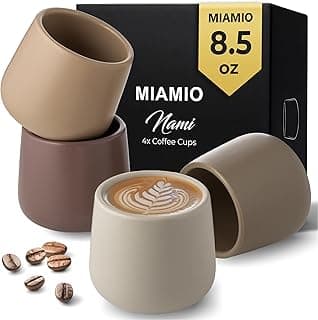 MIAMIO - Conjunto de 4 copos de cerâmica (250 ml) / Copos de cerâmica sem alças/canecas de café, xícaras de café, xícaras de cappuccino (Bege Canyon)