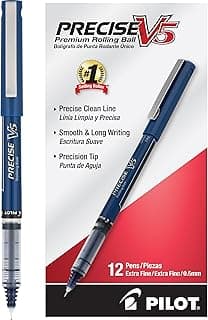 Pilot Canetas esferográficas V5 precisas, ponta extrafina, 0,5 mm, azul marinho, pacote com 12